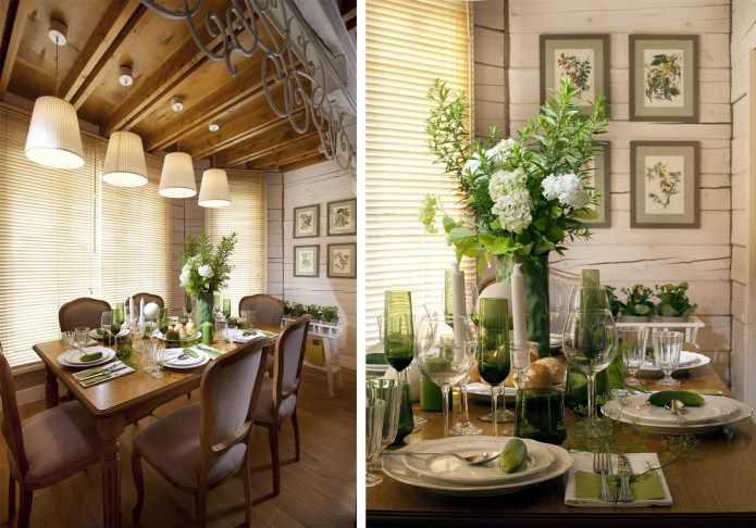 Provence style dining room interior in a country house