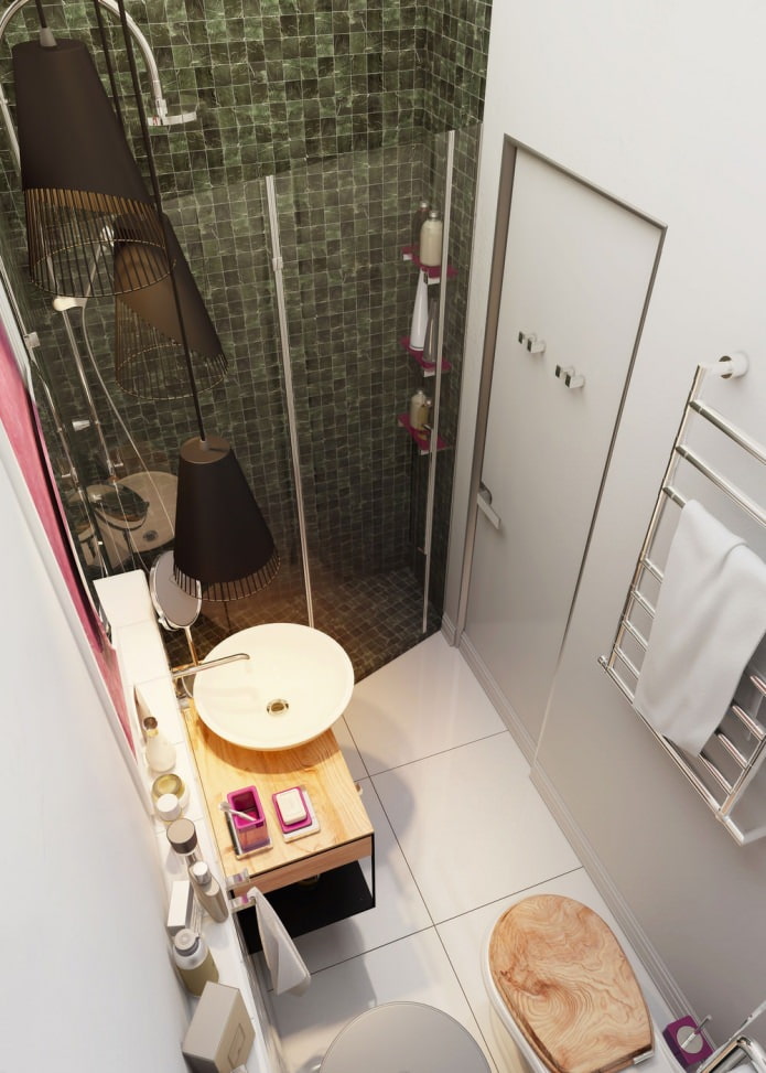bathroom in the interior of the apartment 15 sq. m.