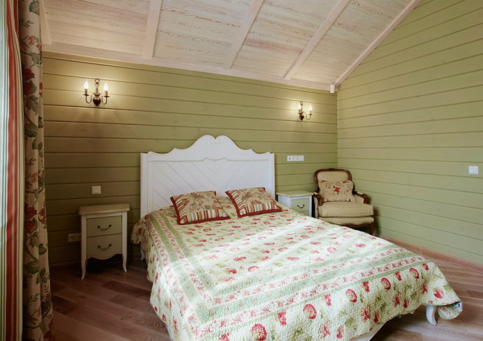 Schlafzimmer in Grüntönen