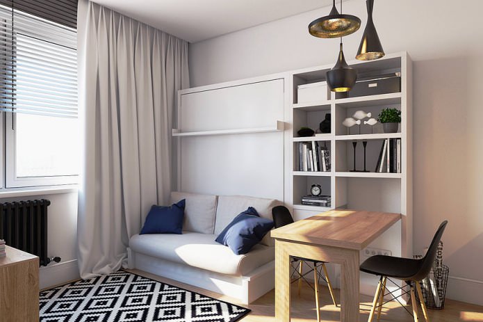 Modern design of a small apartment of 19 sq. m.