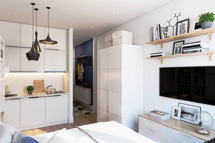 Compact design of an apartment of 19 sq. m.