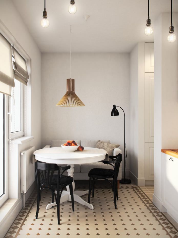 kitchen in the design of a studio apartment of 36 sq. m.