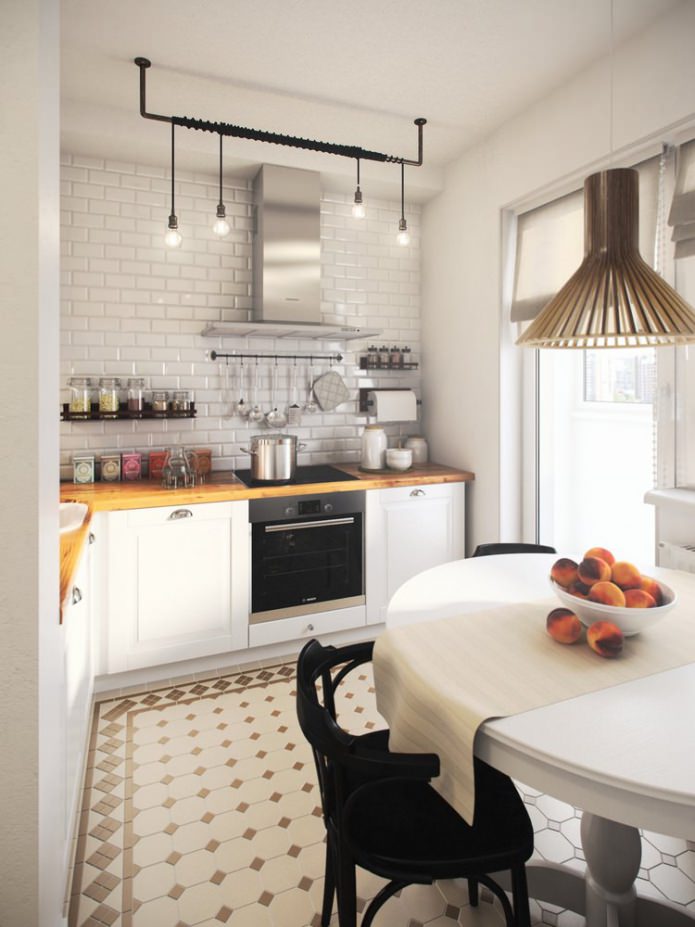 Küche im Design eines Studio-Apartments von 36 qm. m.