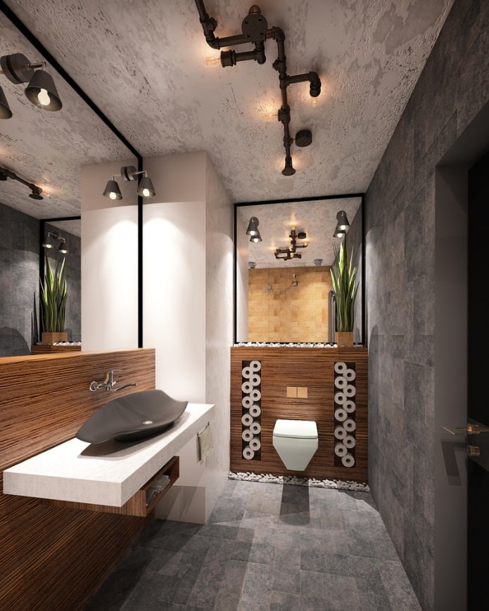 bathroom in the interior of a small apartment of 48 sq. m.