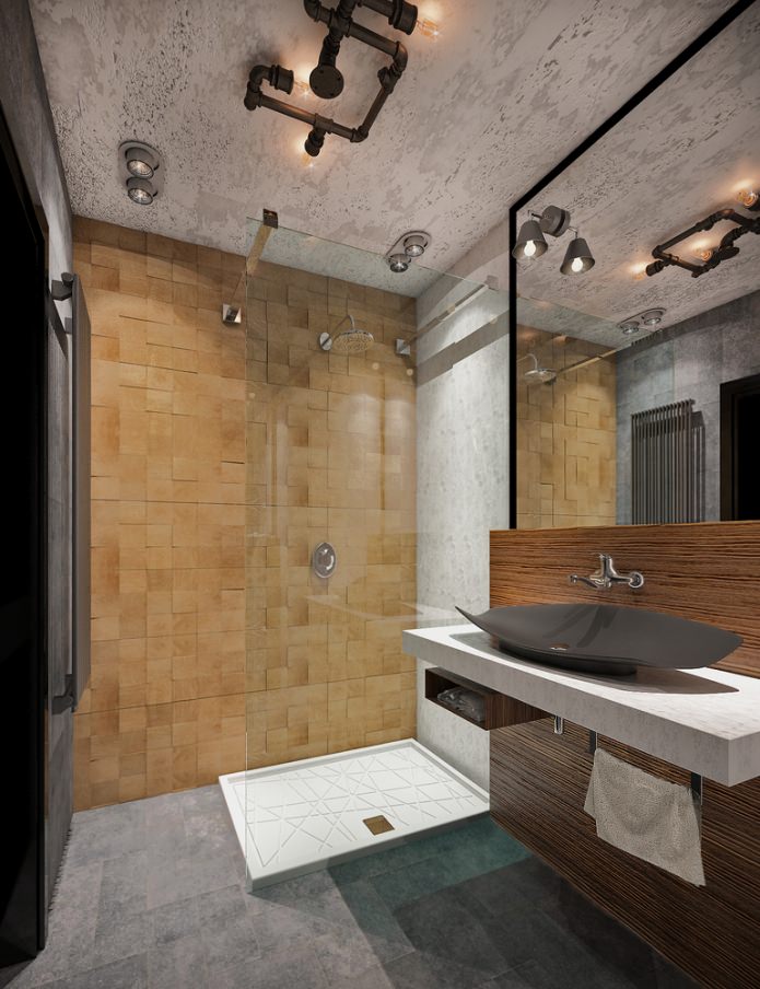bathroom in the interior of a small apartment of 48 sq. m.