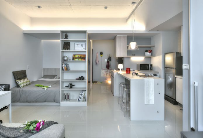 interior design of a studio apartment 32 sq. m.