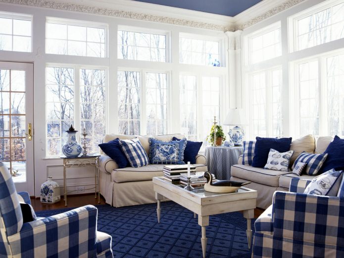 living room in blue