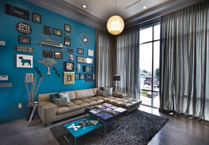 living room in blue