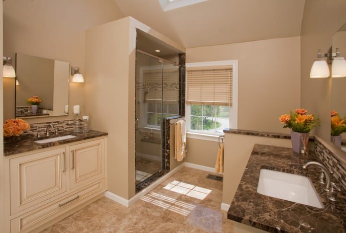 beige color in the bathroom