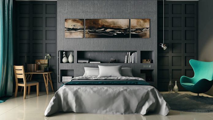 gray bedroom interior