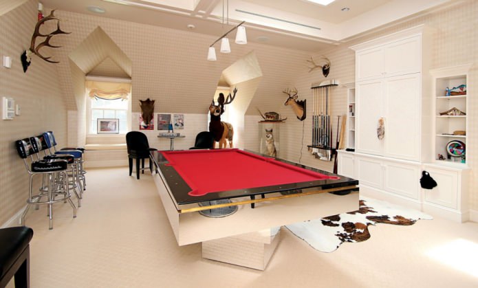 Billiard room interior in the house