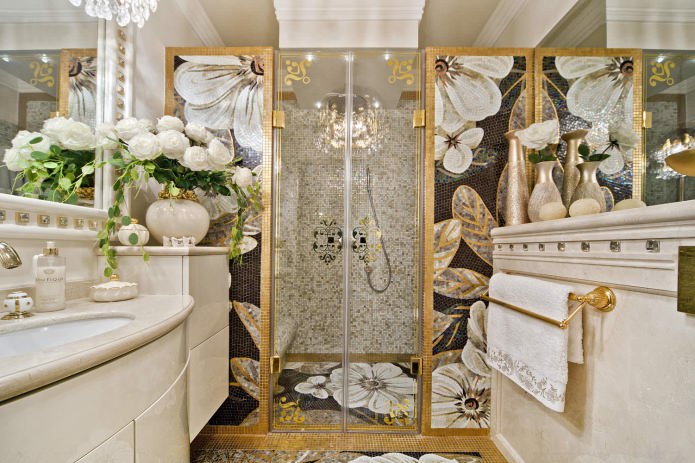 Bathroom design in gold