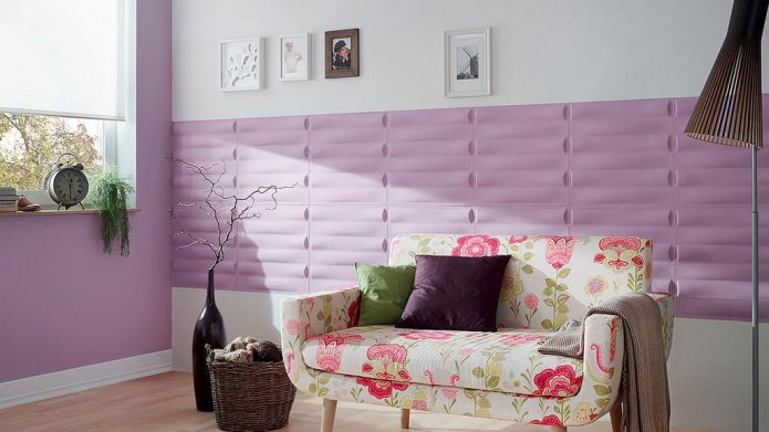 Living room in lilac tones