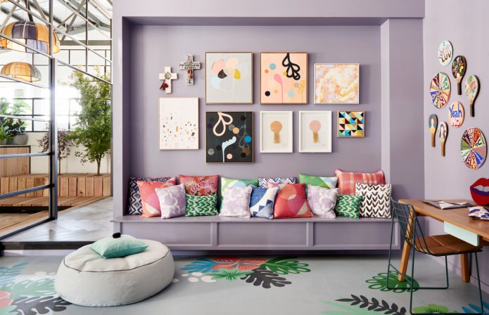 lila wohnzimmer design