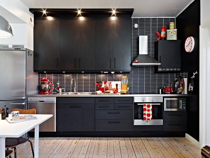 kitchen design with black set