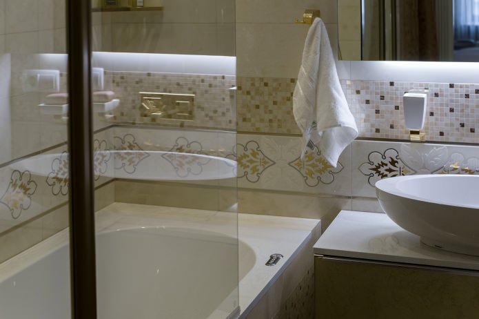 bathroom in the interior of the apartment in a classic style