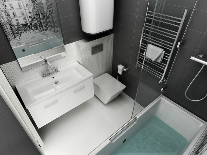 Badezimmerdesign in einem Studio-Apartment von 45 qm. m.
