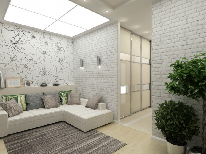 design of a one-room apartment 45 sq. m.