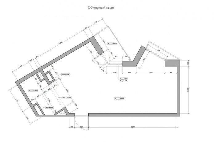 measurement plan for an apartment of 41 sq. m.