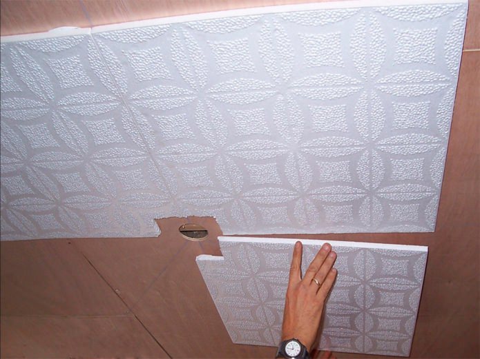 gluing foam tiles to the ceiling