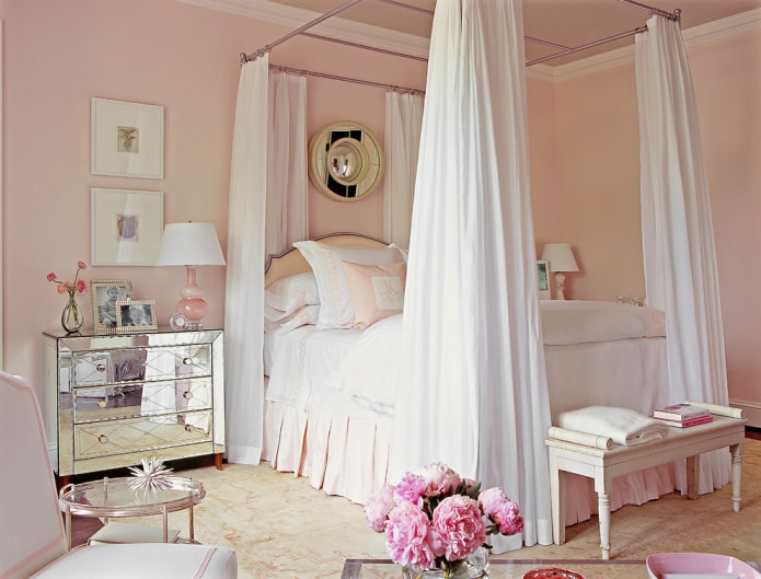 peach white bedroom