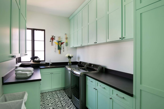 pastellgrüne Küche