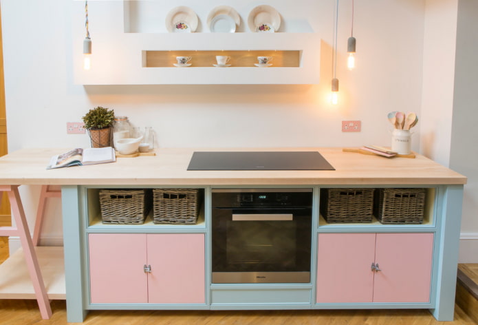 kitchen design in pastel colors