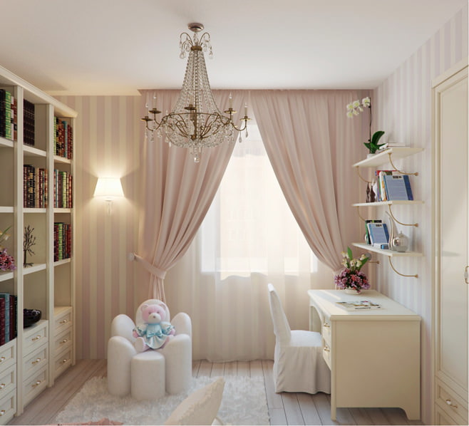 interior of the nursery for a girl photo
