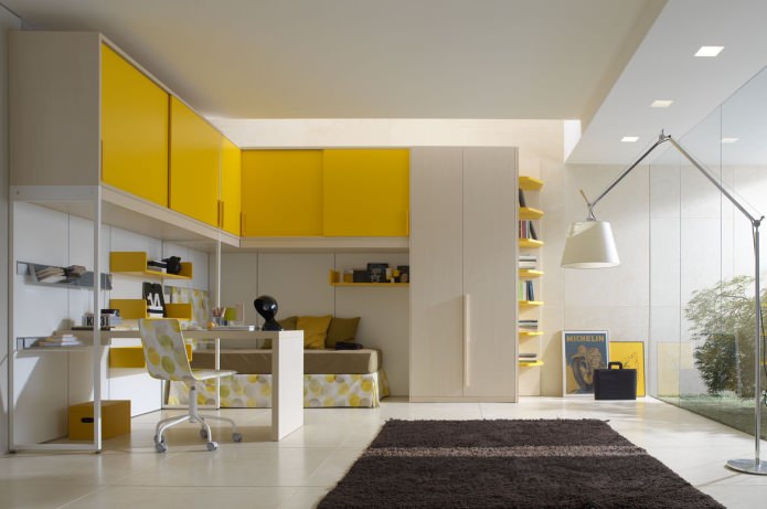 Children's room in yellow tones
