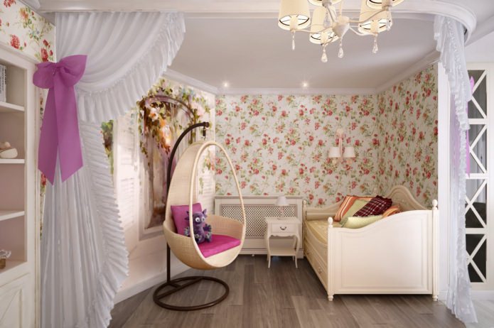 kids room in country style in pink