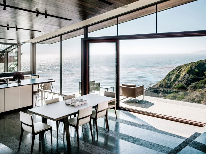 interior of the house overlooking the ocean
