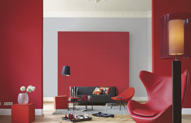 Дневна соба у црвеној боји