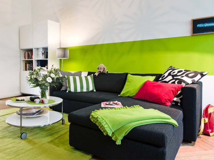 Zöld nappali belső