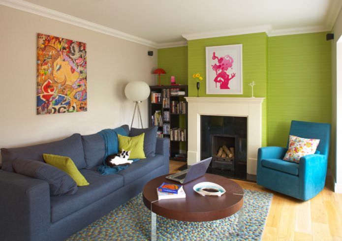 living room in green tones