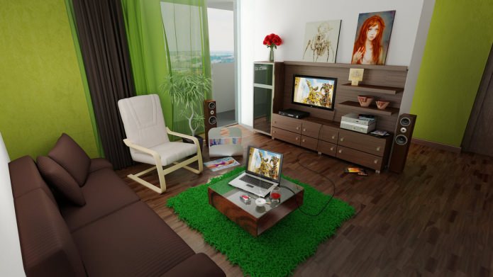 zöld nappali belső