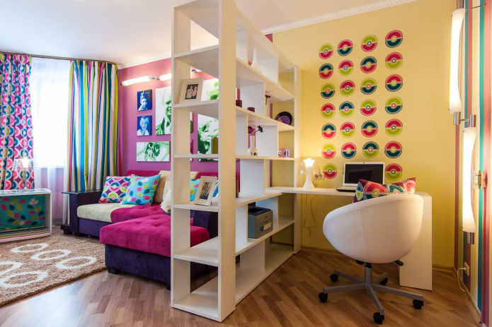 Yellow-pink living room