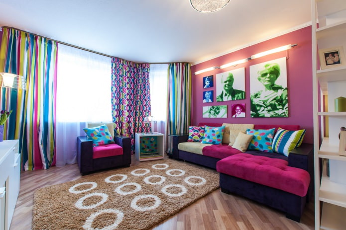 living room in pink