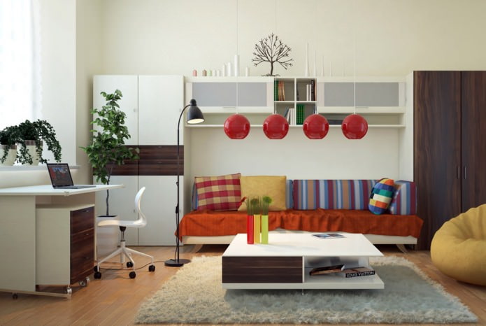 living room design with study