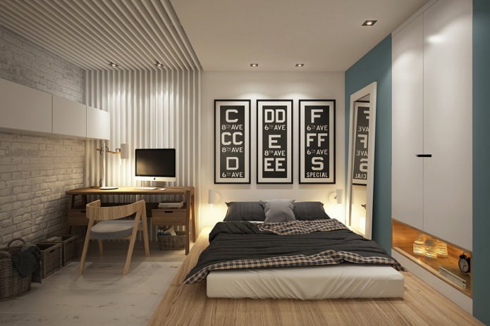 Combined wallpaper in the bedroom