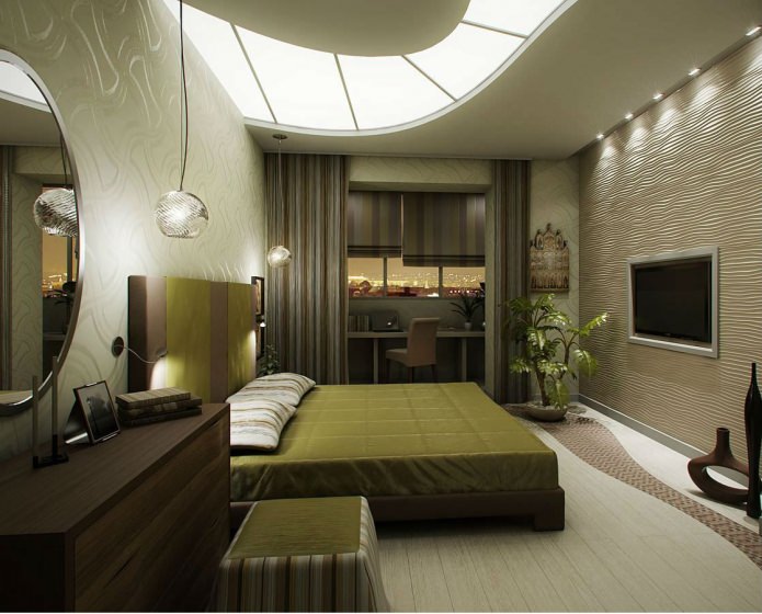 bedroom interior with study