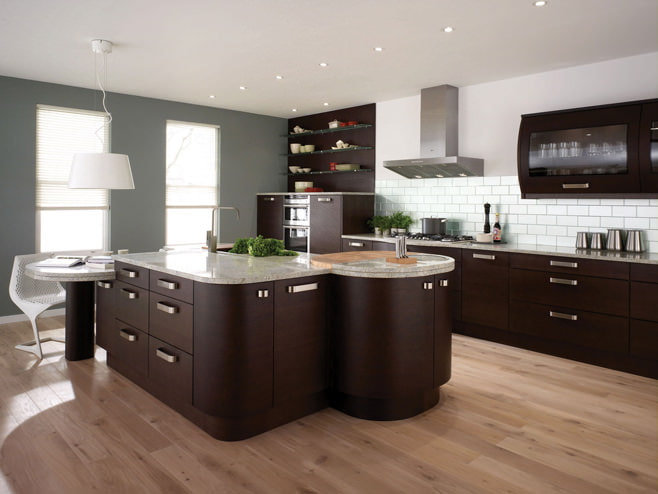 wenge color in the interior of the kitchen