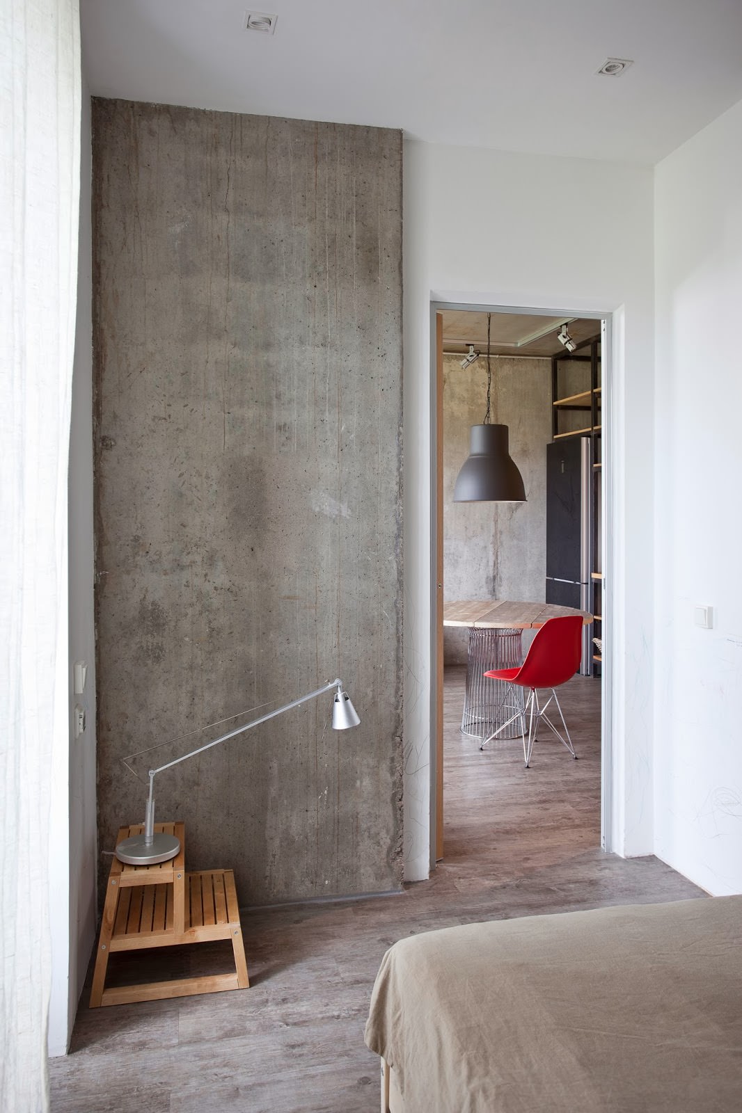 Concrete in the interior of a creative apartment