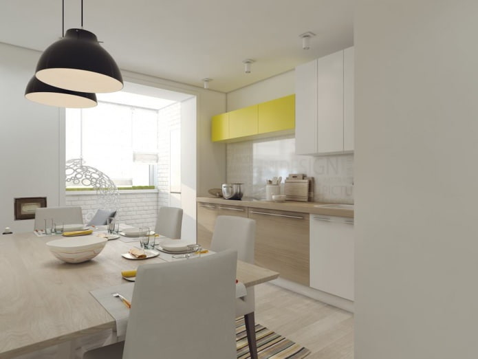 Küche im Design einer 3-Zimmer-Wohnung