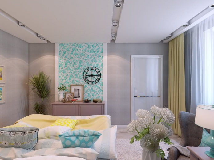 bedroom in the design of an apartment of 80 sq. m.