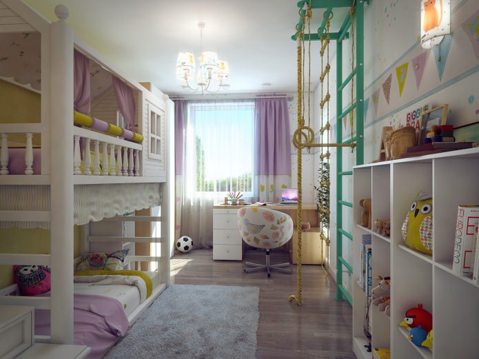 ห้องเด็กในการออกแบบอพาร์ทเมนท์ 80 ตร.ม. เมตร