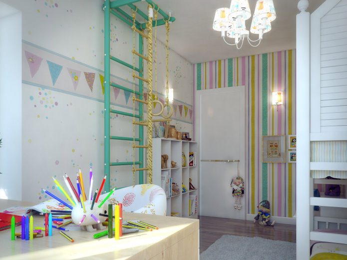 children's room in the design of an apartment of 80 sq. m.