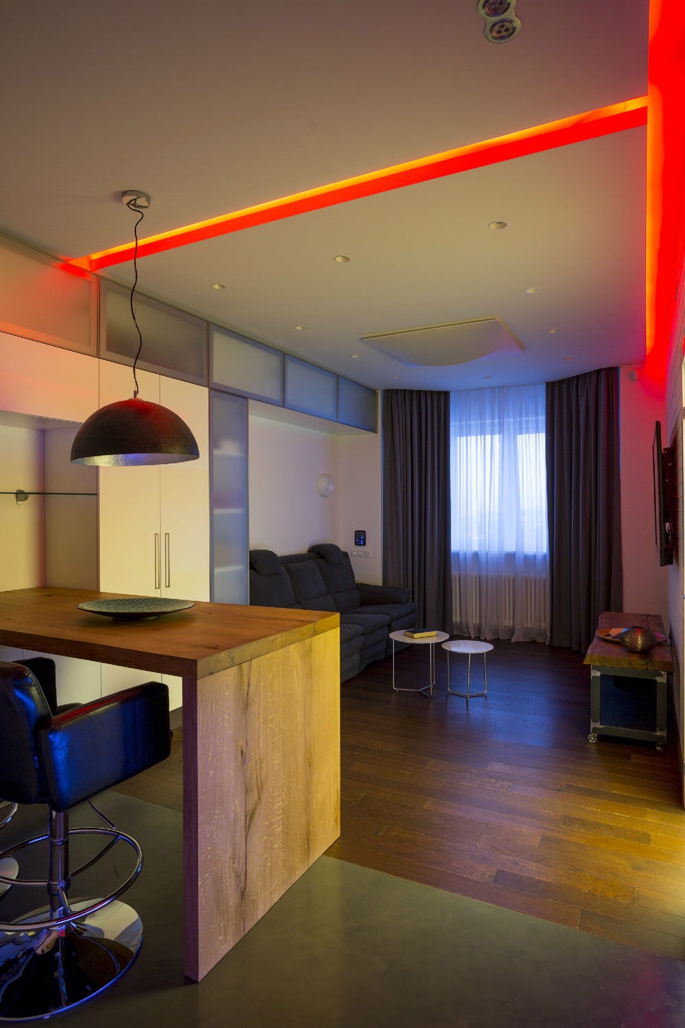 Lighting in the design of a two-room apartment of 43 sq. m.