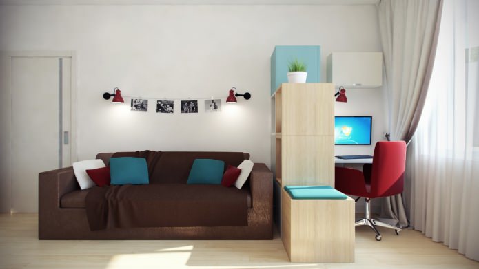 living room in apartment design 55 sq. m