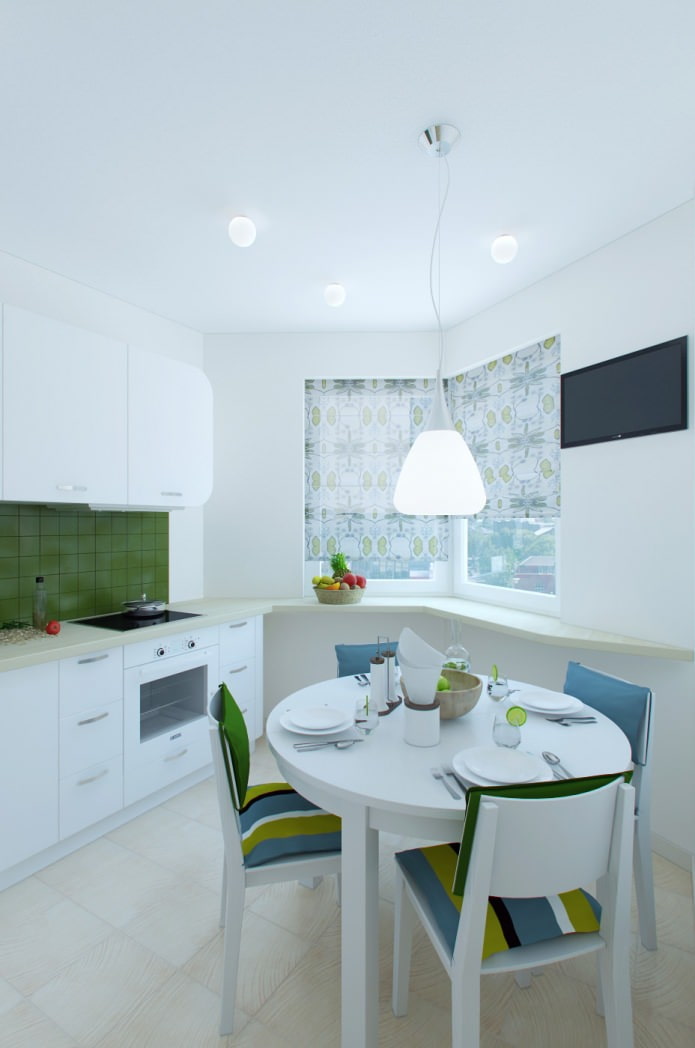 ห้องครัว - ห้องรับประทานอาหารในการออกแบบอพาร์ทเมนต์ขนาด 55 ตร.ม. เมตร