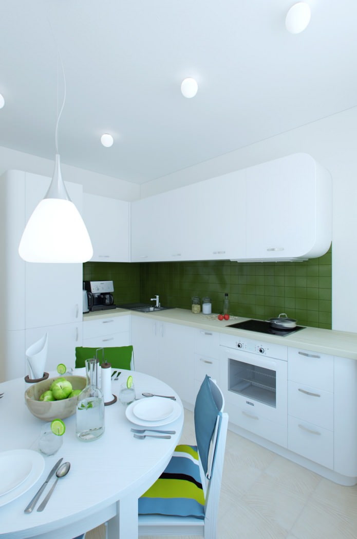 kitchen-dining room in the design of an apartment of 55 sq. m.